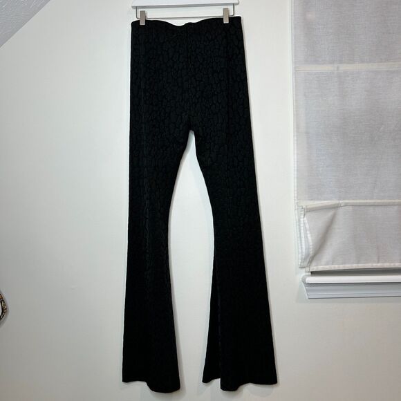 Show Me Your MuMu Black Leopard High Waisted Flare Pants Size XL Stretch Pull On - Picture 2 of 7